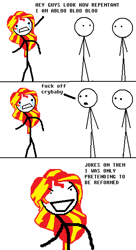 Size: 698x1284 | Tagged: safe, sunset shimmer, equestria girls, background pony strikes again, meme, op is a cuck, op is trying to start shit, op is trying to start shit so badly that it's kinda funny, vulgar, wat