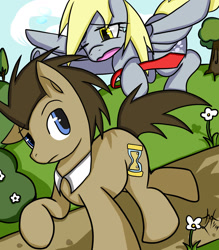 Size: 1260x1440 | Tagged: safe, artist:yoichi-hayabusa, derpy hooves, doctor whooves, pegasus, pony, female, mare, necktie