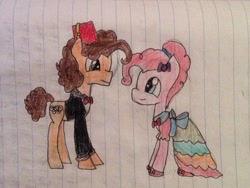 Size: 1024x771 | Tagged: safe, artist:pinkiecheeseart, cheese sandwich, pinkie pie, earth pony, pony, cheesepie, female, lined paper, male, shipping, straight, traditional art