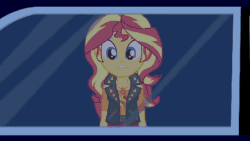 Size: 450x253 | Tagged: safe, screencap, rarity, sunset shimmer, better together, driving miss shimmer, driving miss shimmer: rarity, equestria girls, animated, cute, glasses, limousine, raribetes, sunglasses