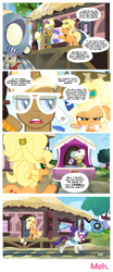 Size: 900x2170 | Tagged: safe, artist:pixelkitties, applejack, rarity, trenderhoof, earth pony, pony, unicorn, simple ways, alternate hairstyle, angry, applejewel, bits, comic, film reel, friendship express, glare, glasses, hipster, ipod, magic, pabst blue ribbon, snorting, starbucks