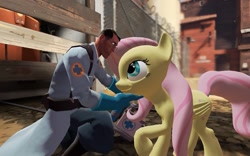 Size: 1131x707 | Tagged: safe, fluttershy, pegasus, pony, 3d, gmod, medic, team fortress 2