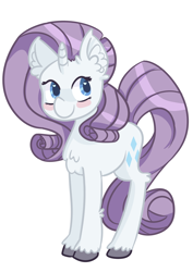 Size: 1280x1811 | Tagged: safe, artist:vogelchan, rarity, pony, unicorn, blushing, female, horn, mare, purple mane, solo, white coat