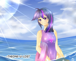 Size: 999x799 | Tagged: safe, artist:the0ne-u-lost, derpibooru import, twilight sparkle, human, clothes, humanized, one-piece swimsuit, solo, swimsuit