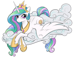 Size: 10000x7622 | Tagged: safe, artist:amorecadenza, artist:andypriceart, idw, princess celestia, alicorn, pony, absurd resolution, cloud, female, mare, simple background, smiling, solo, spread wings, transparent background, vector