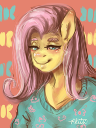 Size: 900x1200 | Tagged: safe, artist:pikitsi, fluttershy, anthro, clothes, solo