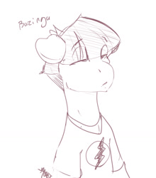 Size: 1156x1313 | Tagged: safe, artist:dragk, mudbriar, the maud couple, bazinga, clothes, sheldon cooper, shirt, solo, that was fast, the big bang theory