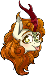 Size: 1288x2108 | Tagged: safe, artist:lrusu, autumn blaze, kirin, sounds of silence, :p, awwtumn blaze, bust, cute, happy, looking at you, quadrupedal, silly, simple background, solo, tongue out, transparent background