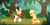 Size: 1315x661 | Tagged: safe, derpibooru import, screencap, applejack, autumn blaze, earth pony, kirin, pony, sounds of silence, awwtumn blaze, cloven hooves, cowboy hat, cute, duo, female, forest, hat, mare