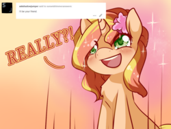 Size: 1024x768 | Tagged: safe, artist:sunsetshimmeranswers, sunset shimmer, pony, unicorn, ask, cute, female, happy, heart eyes, mare, open mouth, shimmerbetes, tumblr, wingding eyes