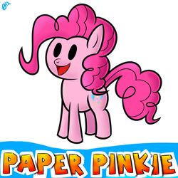 Size: 1000x1000 | Tagged: safe, artist:paradigmpizza, pinkie pie, earth pony, pony, happy, paper mario, parody, solo, style emulation