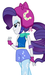 Size: 328x540 | Tagged: dead source, safe, artist:gerardogreiff, rarity, equestria girls, friendship games, bedroom eyes, clothes, helmet, shorts, simple background, solo, tanktop, transparent background, vector