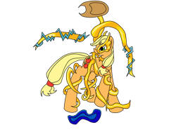 Size: 650x490 | Tagged: safe, artist:roxy-cream, applejack, earth pony, pony, armor, simple background, solo