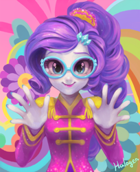 Size: 800x978 | Tagged: safe, artist:halogenkn, rarity, equestria girls, friendship through the ages, rainbow rocks, alternate hairstyle, female, glasses, nail polish, sgt. rarity, solo