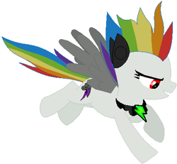 Size: 422x390 | Tagged: safe, artist:firestarartist, artist:user15432, derpibooru import, rainbow dash, oc, pegasus, pony, alternate cutie mark, alternate universe, base used, element of loyalty, elements of insanity, hasbro, hasbro studios, jewelry, necklace, rainbine, rainbine ears, super powers, super rainbow dash