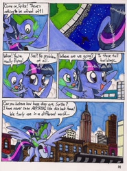 Size: 1280x1728 | Tagged: safe, artist:newyorkx3, derpibooru import, spike, twilight sparkle, twilight sparkle (alicorn), alicorn, dragon, pony, comic:twilight and the big city, comic, female, mare, traditional art