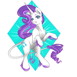 Size: 675x675 | Tagged: safe, artist:wispywinterwind, rarity, classical unicorn, pony, unicorn, leonine tail, solo, unshorn fetlocks