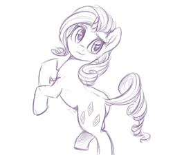 Size: 2000x1800 | Tagged: safe, artist:verulence, rarity, pony, unicorn, monochrome, rearing, sketch, solo