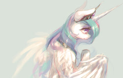 Size: 800x505 | Tagged: safe, artist:tc, princess celestia, alicorn, pony, bust, crown, female, horn, mare, multicolored mane, solo, white coat