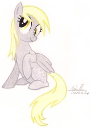 Size: 755x1058 | Tagged: safe, artist:soulsliver249, derpy hooves, pegasus, pony, female, mare, solo, traditional art