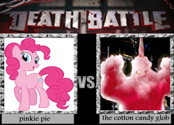 Size: 900x643 | Tagged: safe, pinkie pie, earth pony, pony, cotton candy glob, death battle, exploitable meme, meme, scooby doo