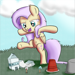 Size: 836x833 | Tagged: safe, artist:schizophrenicghost, fluttershy, pegasus, pony, belly button, cute, flutterzilla, godzilla (series), solo, stomping, underhoof