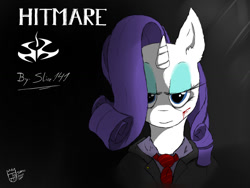 Size: 1024x768 | Tagged: safe, artist:sanyo2100, rarity, pony, unicorn, bipedal, clothes, crossover, hitman, suit, video game