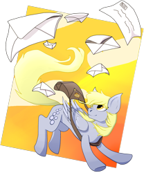 Size: 1750x2100 | Tagged: safe, artist:dragonfirefangs, derpy hooves, pegasus, pony, envelope, female, mailmare, mare, solo, underhoof