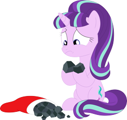 Size: 3563x3344 | Tagged: safe, artist:porygon2z, starlight glimmer, pony, unicorn, christmas, christmas stocking, coal, cruel, female, heartbreak, heartless, holiday, mare, moral event horizon, s5 starlight, sad, tearjerker