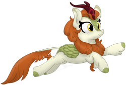 Size: 1757x1190 | Tagged: safe, artist:soctavia, autumn blaze, kirin, sounds of silence, cute, female, happy, jumping, simple background, solo, transparent background