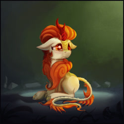 Size: 1024x1024 | Tagged: safe, artist:tony-retro, autumn blaze, kirin, sounds of silence, awwtumn blaze, crying, cute, floppy ears, hugs needed, lonely, sad, sadorable, solo