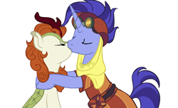 Size: 1098x666 | Tagged: safe, artist:neighsay, autumn blaze, hoo'far, road to friendship, sounds of silence, base used, crack shipping, female, hoo'blaze, kissing, male, shipping, straight