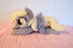 Size: 4912x3264 | Tagged: safe, artist:fafatacle, derpy hooves, pony, absurd resolution, beanie (plushie), irl, photo, plushie, prone, solo