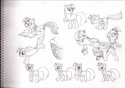 Size: 1754x1239 | Tagged: safe, artist:maddermike, derpibooru import, rarity, twilight sparkle, pony, unicorn, monochrome, sketch, traditional art