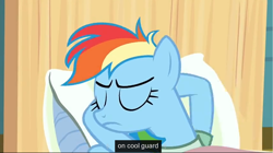 Size: 1680x944 | Tagged: safe, derpibooru import, screencap, rainbow dash, pegasus, pony, read it and weep, bed, eyes closed, hospital gown, lowres, meme, youtube caption