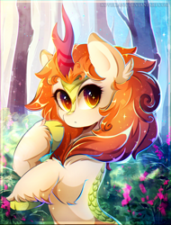 Size: 1600x2100 | Tagged: safe, artist:koveliana, autumn blaze, kirin, sounds of silence, awwtumn blaze, cloven hooves, cute, female, solo, tree