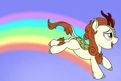 Size: 1500x1000 | Tagged: safe, artist:cappie, autumn blaze, kirin, sounds of silence, a kirin tale, female, rainbow, scene interpretation, solo