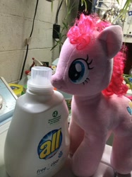 Size: 600x804 | Tagged: safe, pinkie pie, all, build-a-bear, irl, laundry, laundry detergent, photo, plushie, washing machine