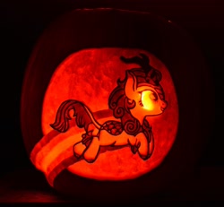 Size: 1286x1187 | Tagged: safe, artist:archiveit1, autumn blaze, kirin, sounds of silence, craft, female, halloween, holiday, irl, jack-o-lantern, photo, pumpkin, pumpkin carving, solo