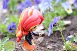 Size: 6000x4000 | Tagged: safe, artist:artofmagicpoland, sunset shimmer, equestria girls, cute, doll, equestria girls minis, flower, shimmerbetes, sniffing, solo, toy