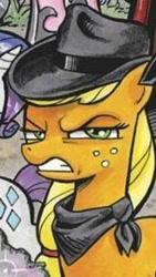 Size: 344x608 | Tagged: safe, artist:andypriceart, idw, applejack, earth pony, pony, spoiler:comic, alternate universe, bandana, black hat, dark mirror universe, equestria-3, evil applejack, fedora, hat, mirror universe