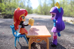 Size: 6000x4000 | Tagged: safe, artist:artofmagicpoland, sunset shimmer, twilight sparkle, equestria girls, cider, doll, drinking, equestria girls minis, female, lesbian, mug, shipping, sunsetsparkle, tankard, toy