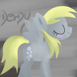 Size: 600x600 | Tagged: safe, artist:one$hot, derpy hooves, pegasus, pony, eyes closed, female, lineless, mare, smiling, solo, spread wings, wings