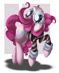 Size: 876x1083 | Tagged: safe, artist:sip, pinkie pie, earth pony, pony, clothes, costume, face paint, mime, simple background, solo, tongue out, transparent background