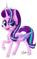 Size: 626x1000 | Tagged: safe, artist:unisoleil, starlight glimmer, alicorn, pony, alicornified, cute, female, high res, jewelry, looking at you, mare, race swap, regalia, simple background, smiling, solo, starlicorn, tiara, transparent background, xk-class end-of-the-world scenario