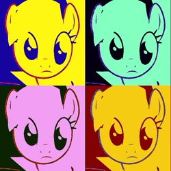 Size: 639x639 | Tagged: safe, edit, edited screencap, screencap, derpy hooves, pegasus, pony, season 6, to where and back again, andy warhol, cute, female, funny, mare, modern art, pop art, solo