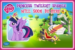 Size: 1520x1008 | Tagged: safe, derpibooru import, twilight sparkle, twilight sparkle (alicorn), alicorn, pony, advertisement, big crown thingy, element of magic, female, gameloft, mare, my little pony logo, official, saw that coming, solo