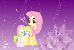 Size: 2244x1518 | Tagged: safe, artist:reaver75, fluttershy, oc, oc:anthea, pegasus, pony, unicorn, adopted offspring, cute, daaaaaaaaaaaw, family, female, filly, kilalaverse, mother and child, mother and daughter, parent and child, parent:fluttershy, parent:oc:azalea, parent:oc:berry vine, parents:oc x oc