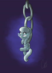 Size: 4961x7016 | Tagged: safe, artist:theravencriss, silver spoon, earth pony, pony, absurd resolution, chains, female, filly, glasses, missing accessory, smiling, solo, solo female