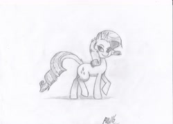 Size: 6984x5024 | Tagged: safe, artist:raw16, rarity, pony, unicorn, absurd resolution, female, monochrome, paper, solo, traditional art